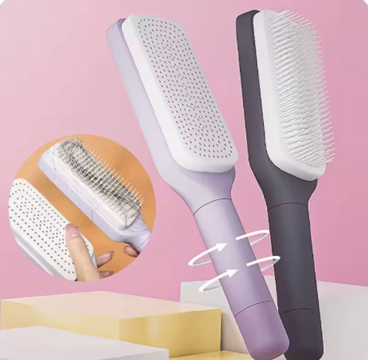 brosse à cheveux autonettoyante